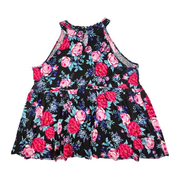 Torrid Halter 4X Floral Tropical Blooms Swing Top Flowy Blouse Relaxed Peplum - Picture 2 of 9